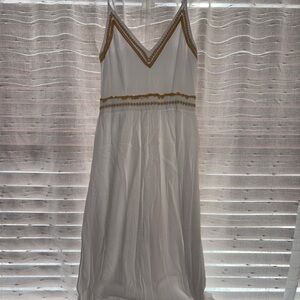 White Maxi Dress with Gold Accents
